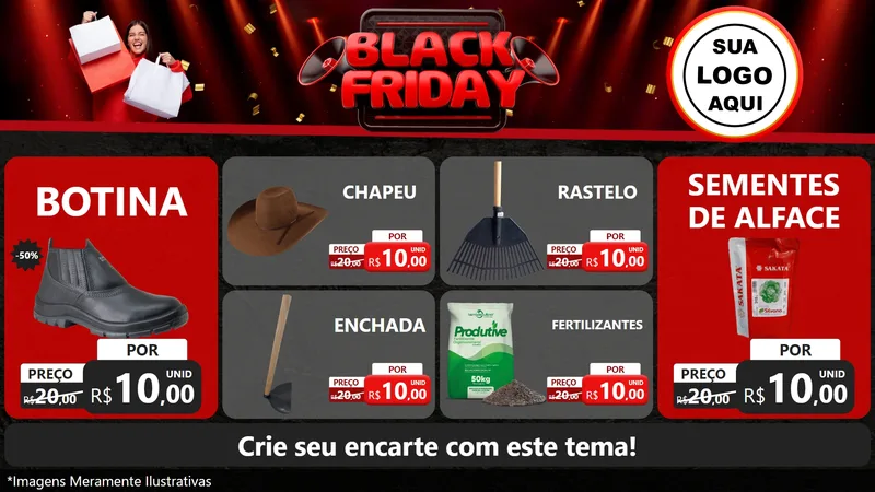 Modelo de TV para TV Horizontal com o tema Black Friday para Agropecuária