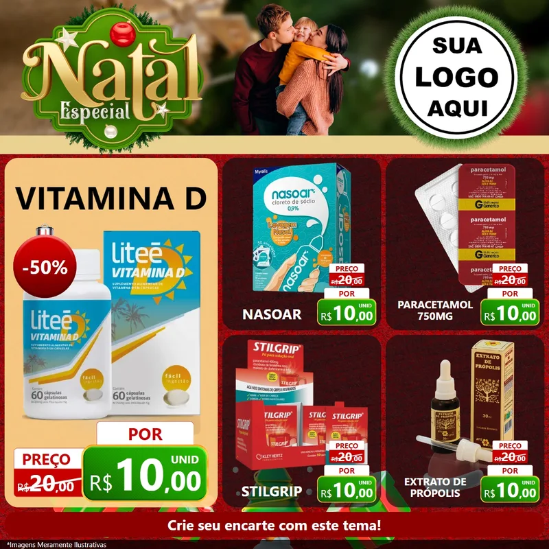 Modelo de Rede Social para Feed Facebook com o tema Natal Especial para Farmácia
