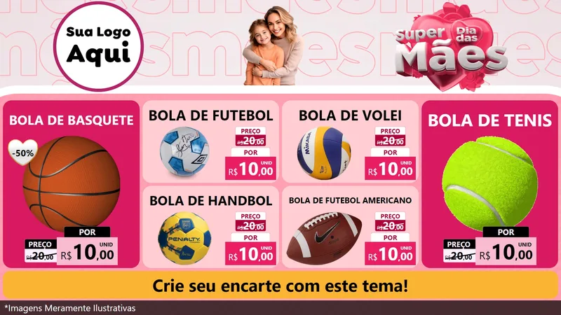 Modelo de TV para TV Horizontal com o tema Super Dia Das Mães para Artigos Esportivos