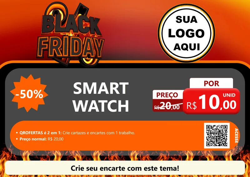 Modelo de Cartaz para Cartaz A4 Horizontal com o tema Black Friday para Informática