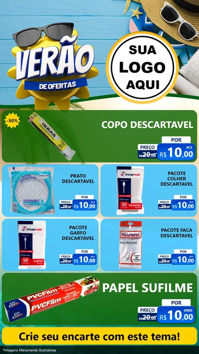 Modelo de TV para TV Vertical com o tema Verão de Ofertas para Embalagens