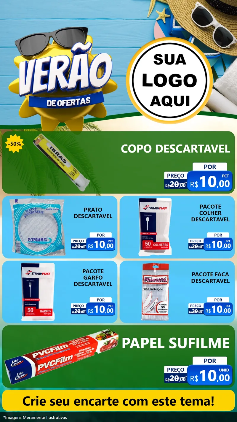 Modelo de TV para TV Vertical com o tema Verão de Ofertas para Embalagens
