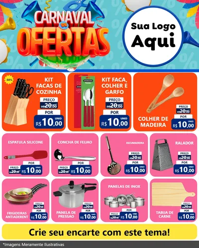 Modelo de Rede Social para Feed Instagram com o tema Carnaval de Ofertas para Utilidades Domésticas