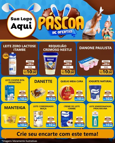 Modelo de Rede Social para Feed Instagram com o tema Páscoa de Ofertas para Frios e Laticínios