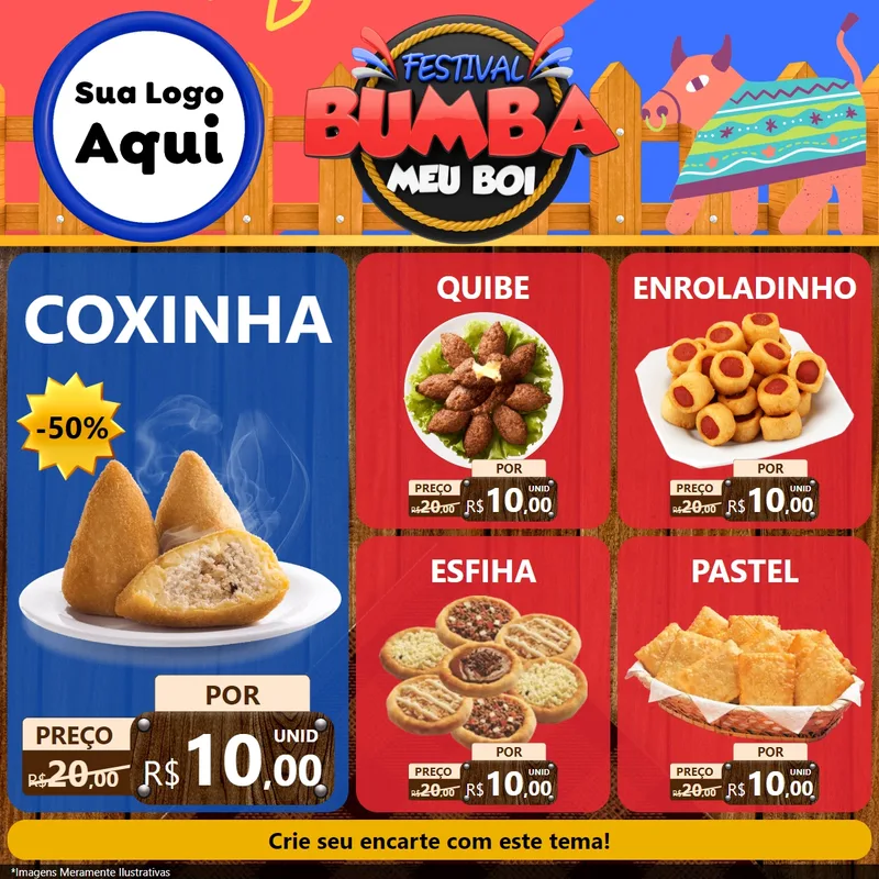 Modelo de Rede Social para Feed Facebook com o tema Festival Bumba Meu Boi para Salgadaria