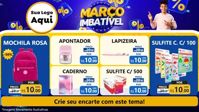 Modelo de TV para TV Horizontal com o tema Março Imbatível para Papelaria