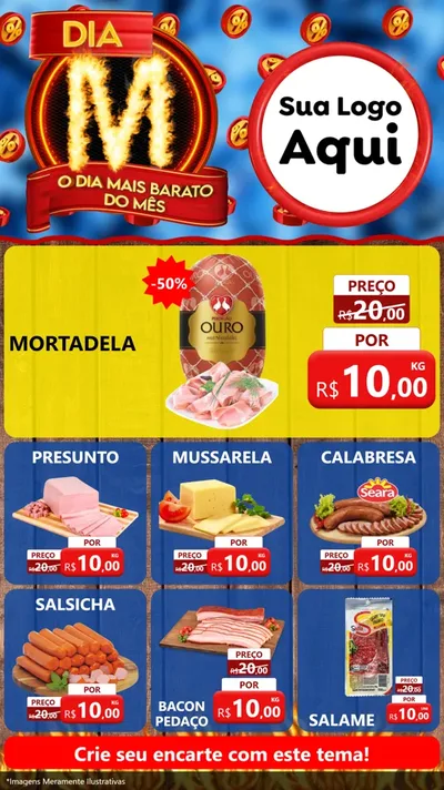 Modelo de Rede Social para Stories com o tema Dia M - O Dia Mais Barato Do Mês para Frios e Laticínios