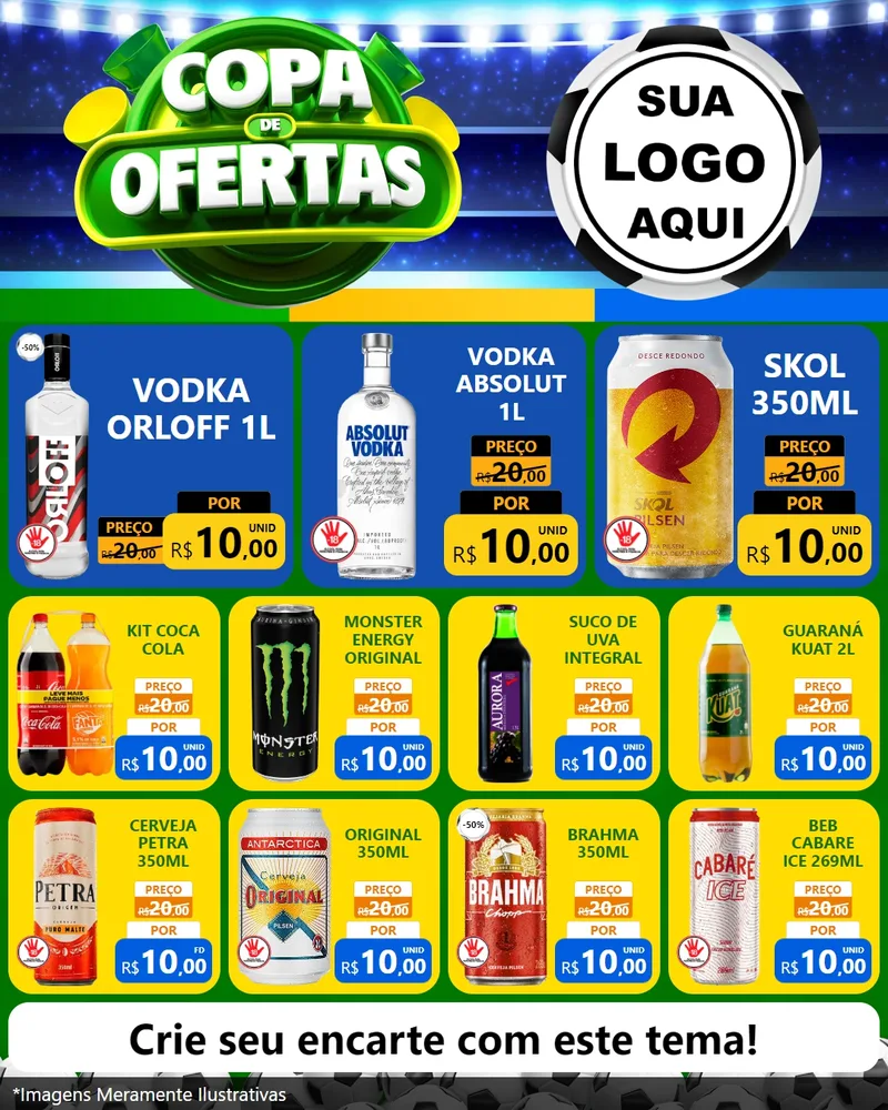 Modelo de Rede Social para Feed Instagram com o tema Copa de Ofertas para Distribuidora de bebidas