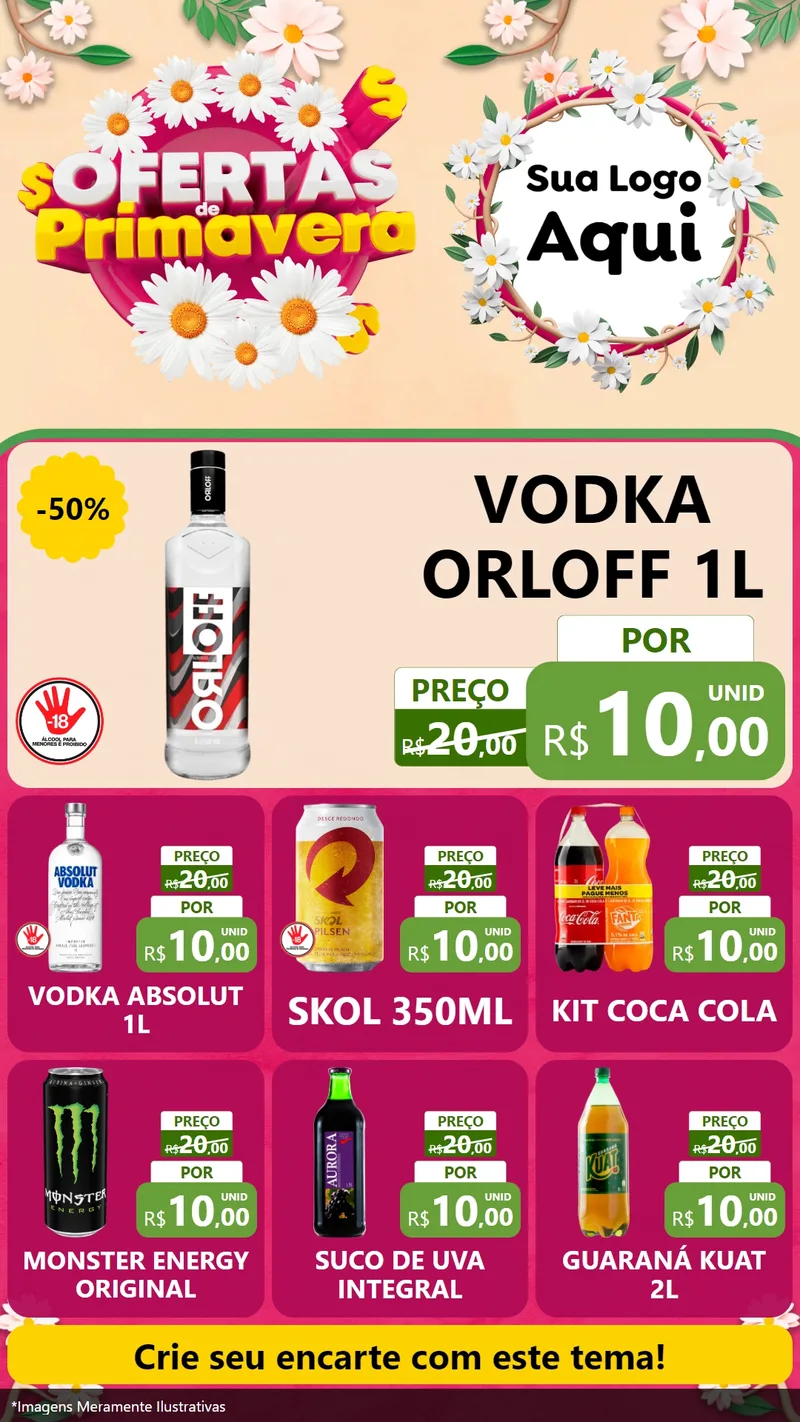 Modelo de Rede Social para Stories com o tema Ofertas de Primavera para Distribuidora de bebidas