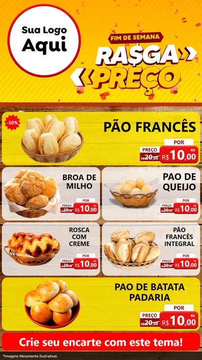 Modelo de TV para TV Vertical com o tema Fim de Semana Rasga Preços para Padaria