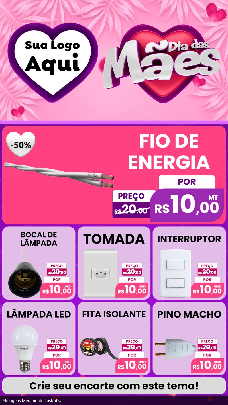 Modelo de Rede Social para Stories com o tema Dia das Mães para Materiais Elétricos