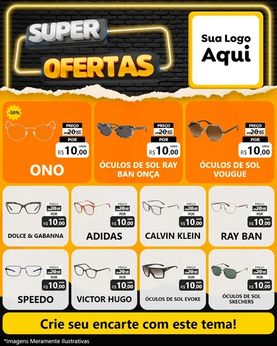 Modelo de Rede Social para Feed Instagram com o tema Super Ofertas para Óticas