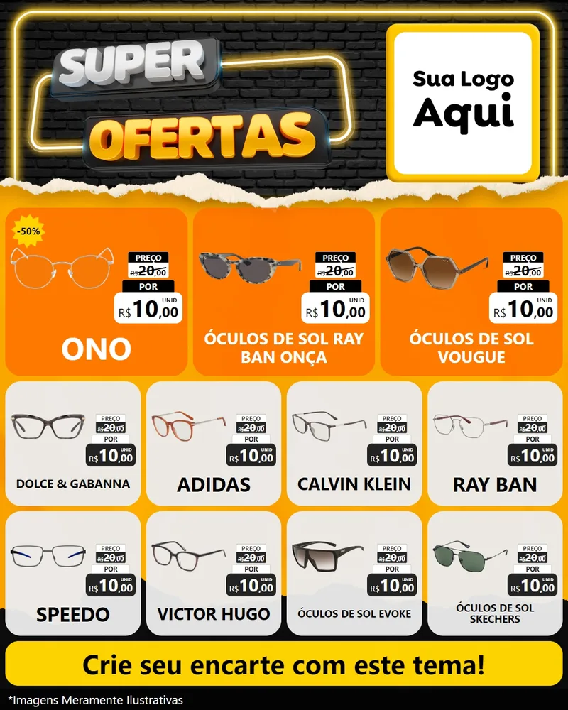 Modelo de Rede Social para Feed Instagram com o tema Super Ofertas para Óticas