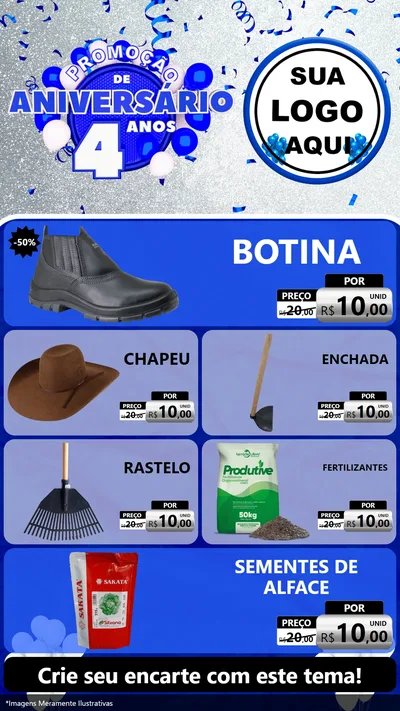 Modelo de TV para TV Vertical com o tema Promoção de Aniversário - 4 Anos para Agropecuária