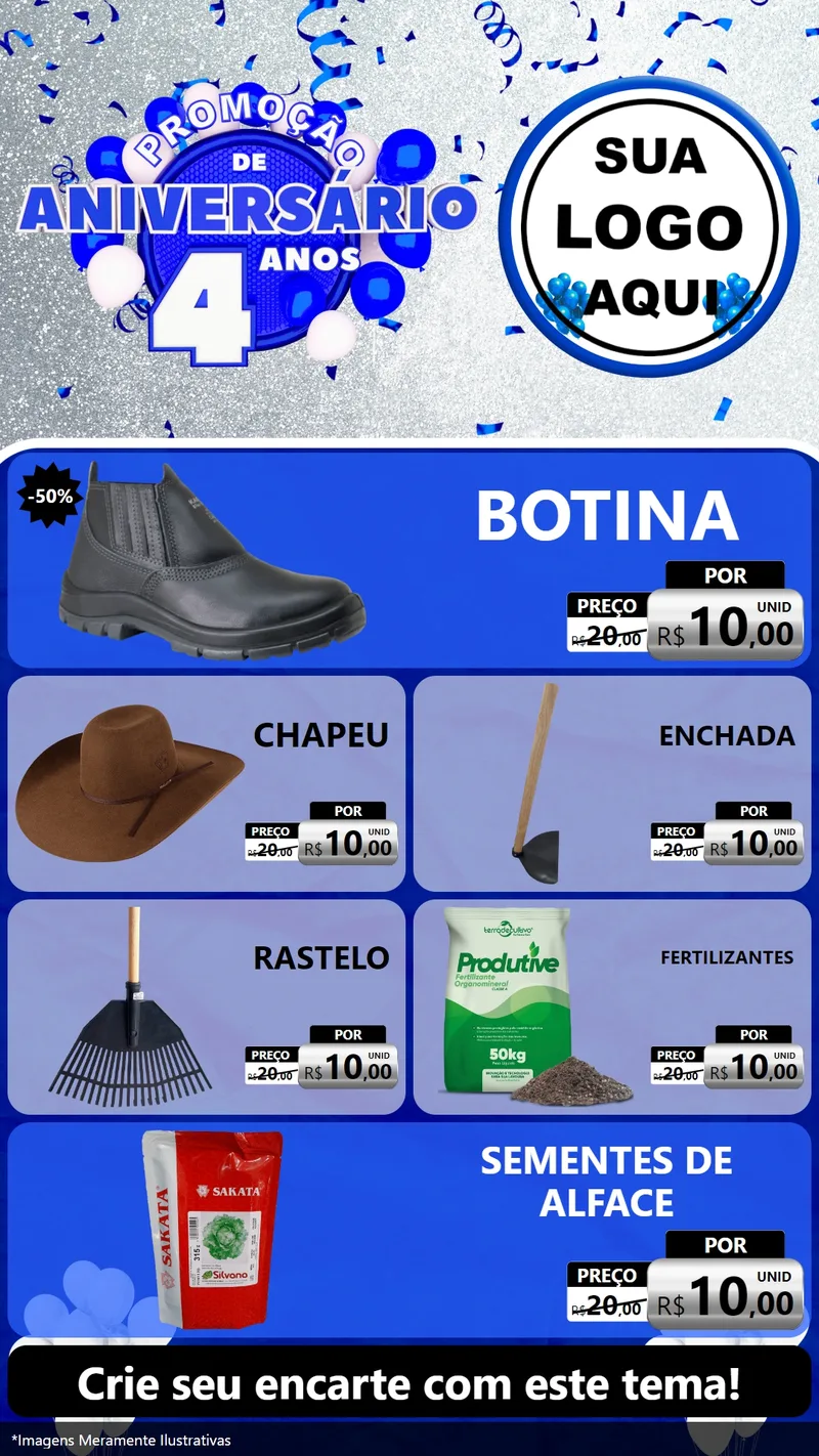 Modelo de TV para TV Vertical com o tema Promoção de Aniversário - 4 Anos para Agropecuária