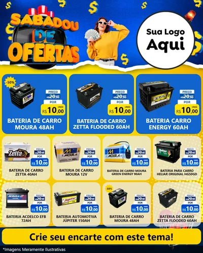 Modelo de Rede Social para Feed Instagram com o tema Sabadou de Ofertas para Baterias Elétricas