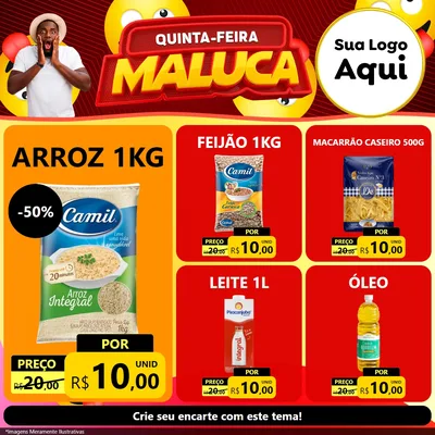 Modelo de Rede Social para Feed Facebook com o tema Quinta-feira Maluca para Supermercado