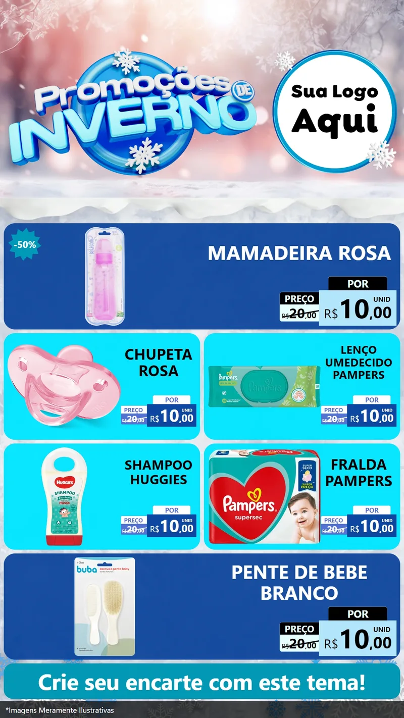 Modelo de TV para TV Vertical com o tema Promoções de Inverno para Bebês