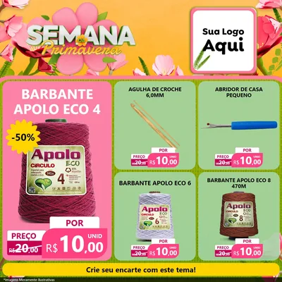 Modelo de Rede Social para Feed Facebook com o tema Semana da Primavera para Armarinho e Aviamentos