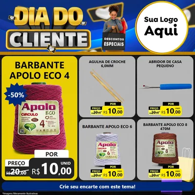 Modelo de Rede Social para Feed Facebook com o tema Dia Do Cliente para Armarinho e Aviamentos
