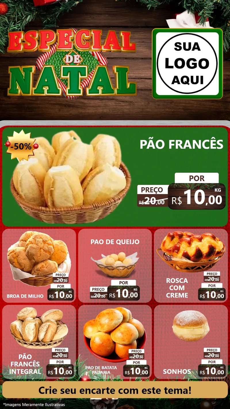 Modelo de Rede Social para Stories com o tema Especial de Natal para Padaria