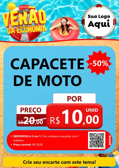 Modelo de Cartaz para Cartaz A4 Vertical com o tema Verão da Economia para Moto peças