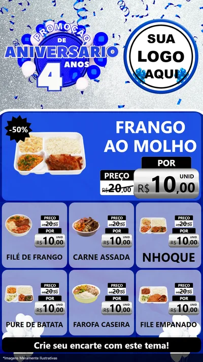 Modelo de Rede Social para Stories com o tema Promoção de Aniversário - 4 Anos para Restaurante