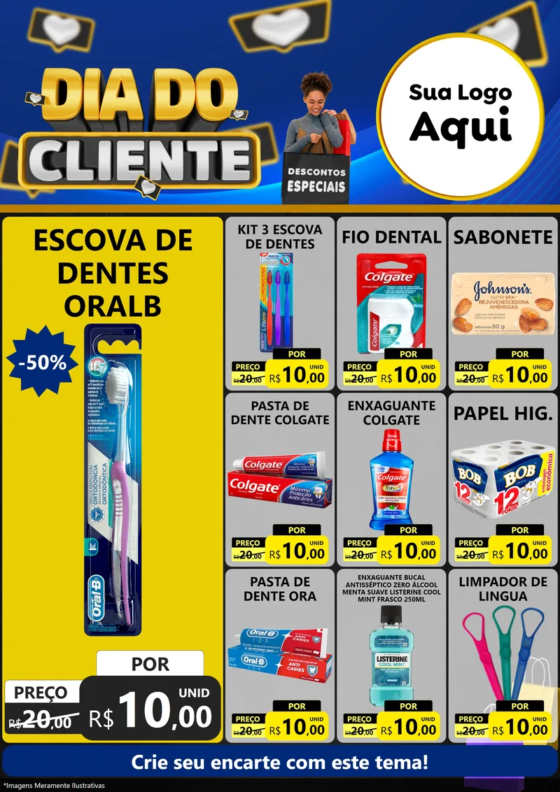 Modelo de Encarte para Encarte A4 Vertical com o tema Dia Do Cliente para Higiene Pessoal