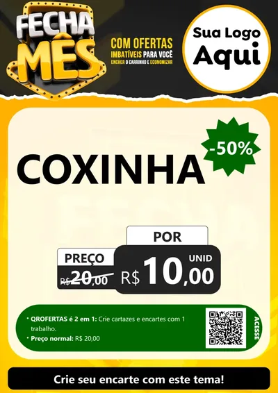 Modelo de Cartaz para Cartaz A4 Vertical com o tema Fecha Mês para Salgadaria
