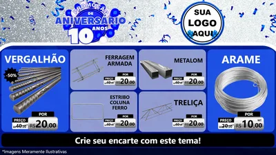 Modelo de TV para TV Horizontal com o tema Promoção de Aniversário - 10 Anos para Ferragens