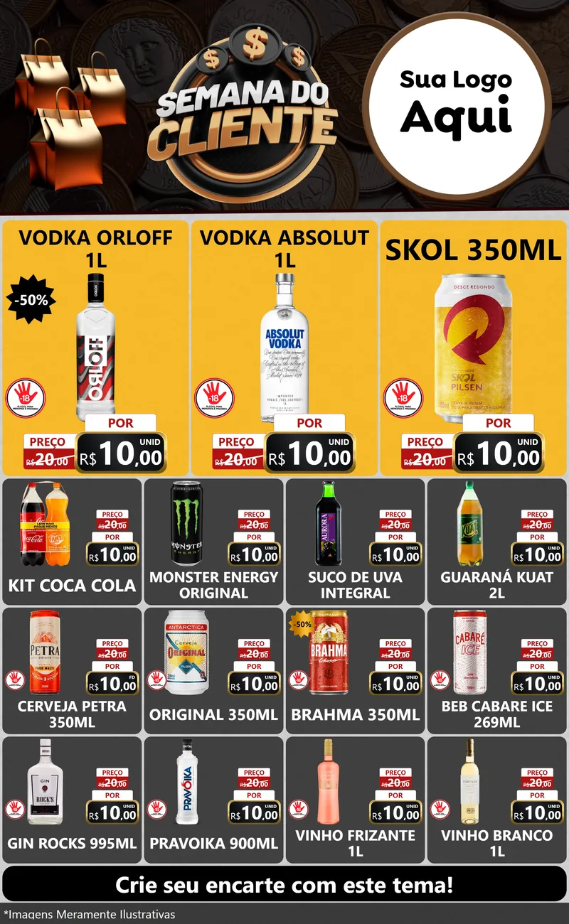 Modelo de Encarte para Encarte Grande com o tema Semana do Cliente para Distribuidora de bebidas