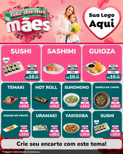 Modelo de Rede Social para Feed Instagram com o tema Feliz Dia das Mães para Comida japonesa