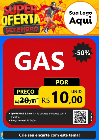 Modelo de Cartaz para Cartaz A4 Vertical com o tema Super Oferta Setembro para Água e gás
