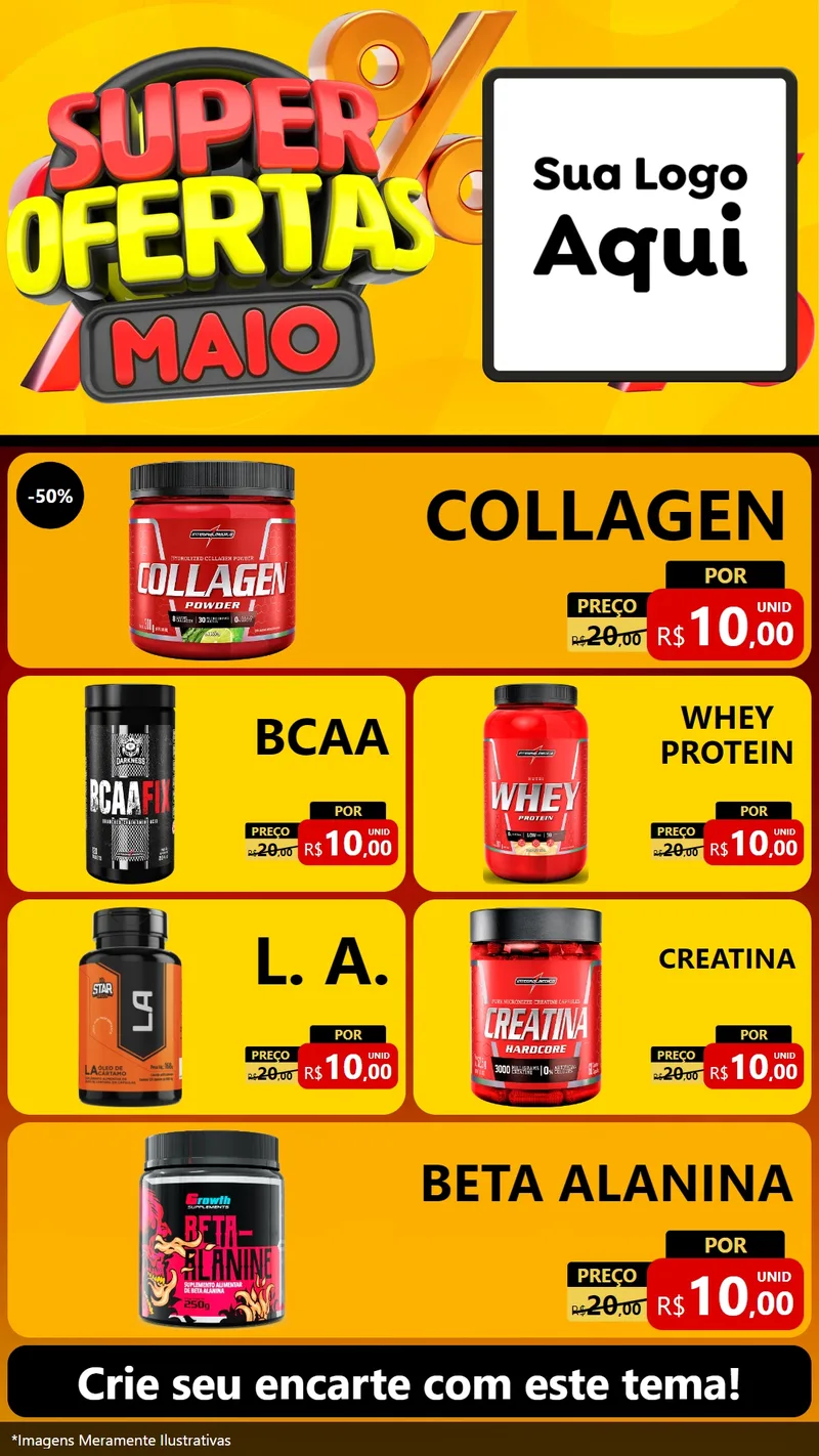 Modelo de TV para TV Vertical com o tema Super Ofertas Maio para Suplementos alimentares