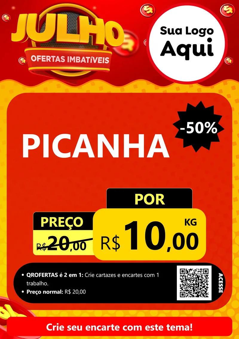 Modelo de Cartaz para Cartaz A4 Vertical com o tema Julho Ofertas Imbatíveis para Açougue