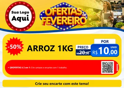 Modelo de Cartaz para Cartaz A4 Horizontal com o tema Ofertas de Fevereiro para Supermercado