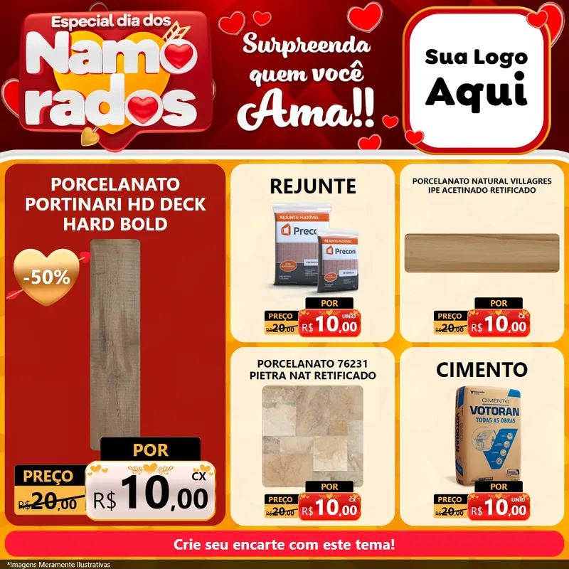 Modelo de Rede Social para Feed Facebook com o tema Especial Dia dos Namorados para Pisos e revestimentos