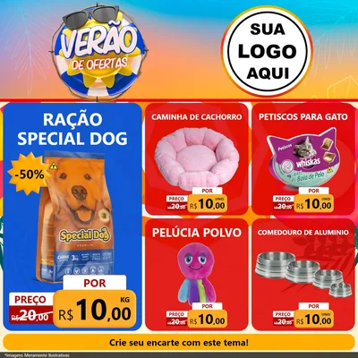 Modelo de Rede Social para Feed Facebook com o tema Verão de Ofertas para Pet Shop