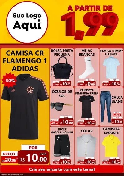 Modelo de Encarte para Encarte A4 Vertical com o tema A Partir de Um e Noventa e Nove - 1,99 para Roupas e acessórios
