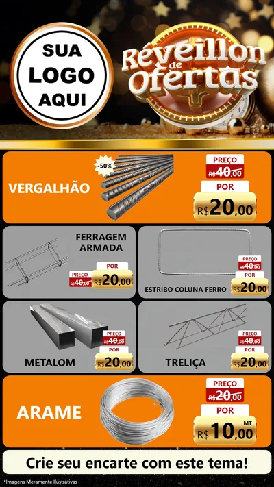 Modelo de TV para TV Vertical com o tema Réveillon de Ofertas para Ferragens