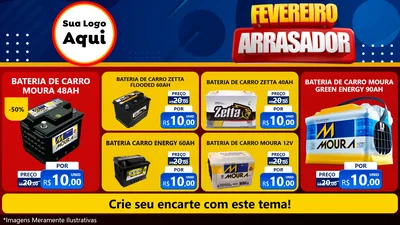 Modelo de TV para TV Horizontal com o tema Fevereiro Arrasador para Baterias Elétricas