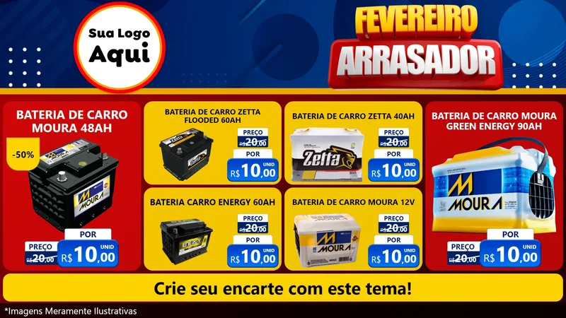 Modelo de TV para TV Horizontal com o tema Fevereiro Arrasador para Baterias Elétricas