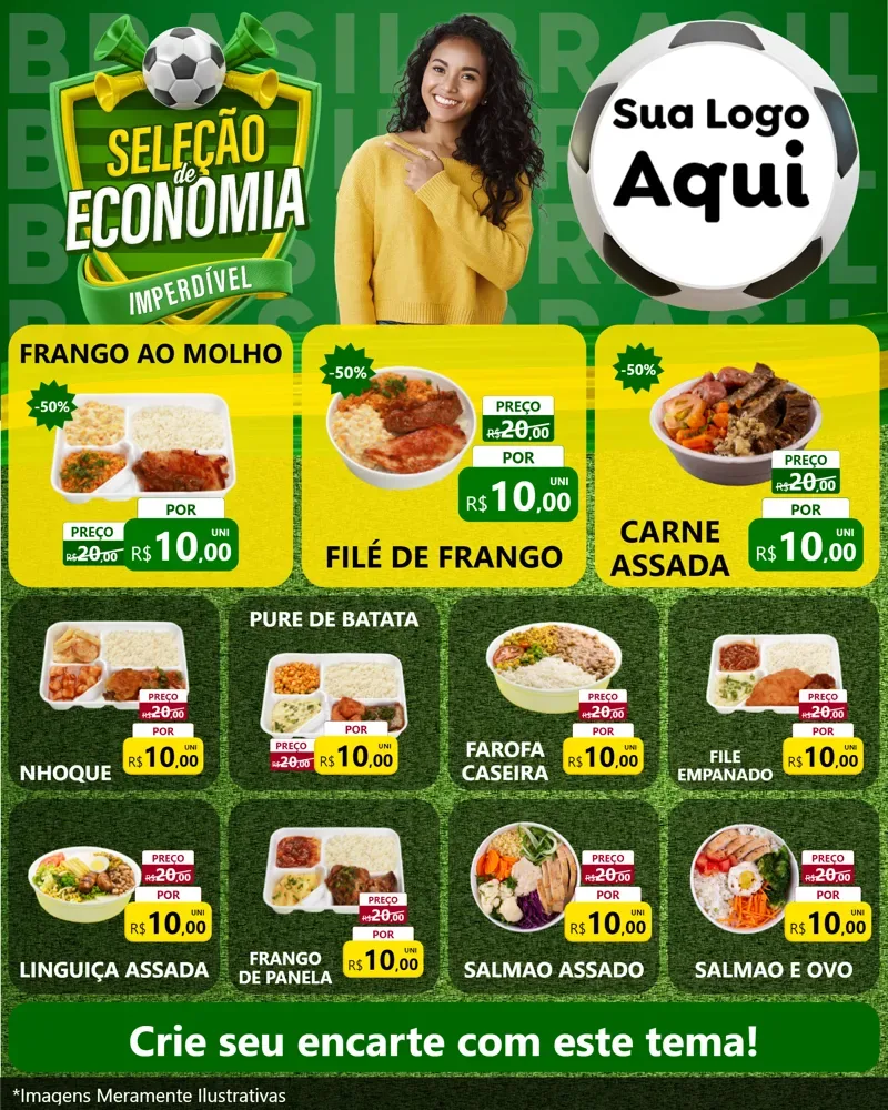 Modelo de Rede Social para Feed Instagram com o tema Seleção de Economia - Copa para Restaurante