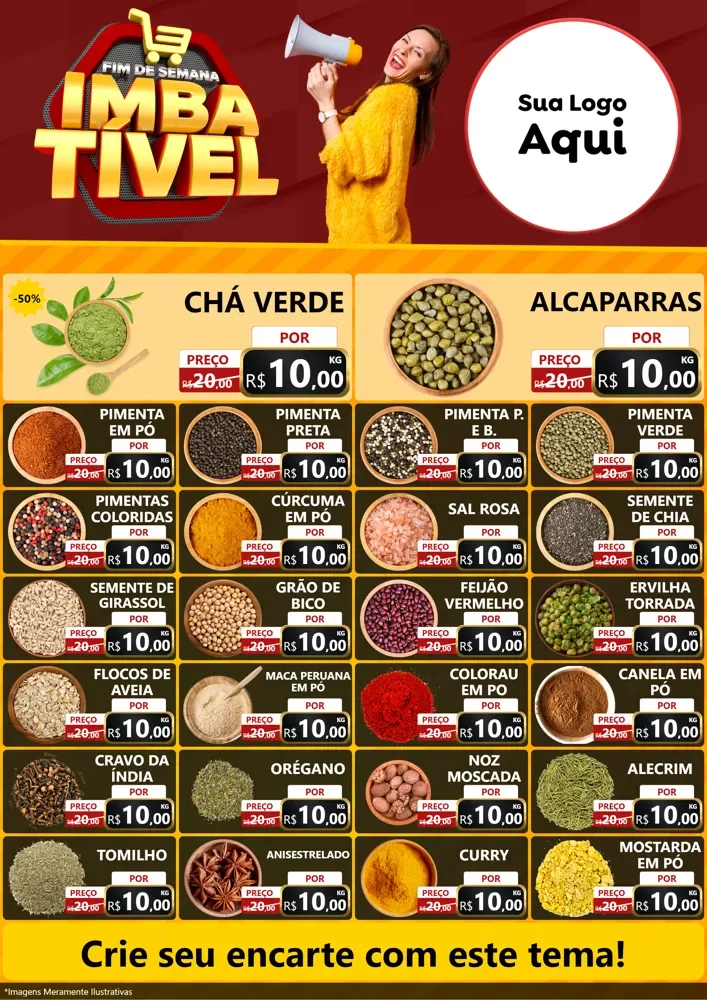 Modelo de Encarte para Encarte A4 Vertical com o tema Fim de Semana Imbatível para Produtos Naturais