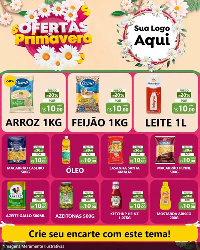 Modelo de Rede Social para Feed Instagram com o tema Ofertas de Primavera para Supermercado