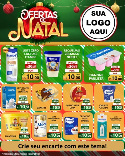 Modelo de Rede Social para Feed Instagram com o tema Ofertas de Natal para Frios e Laticínios