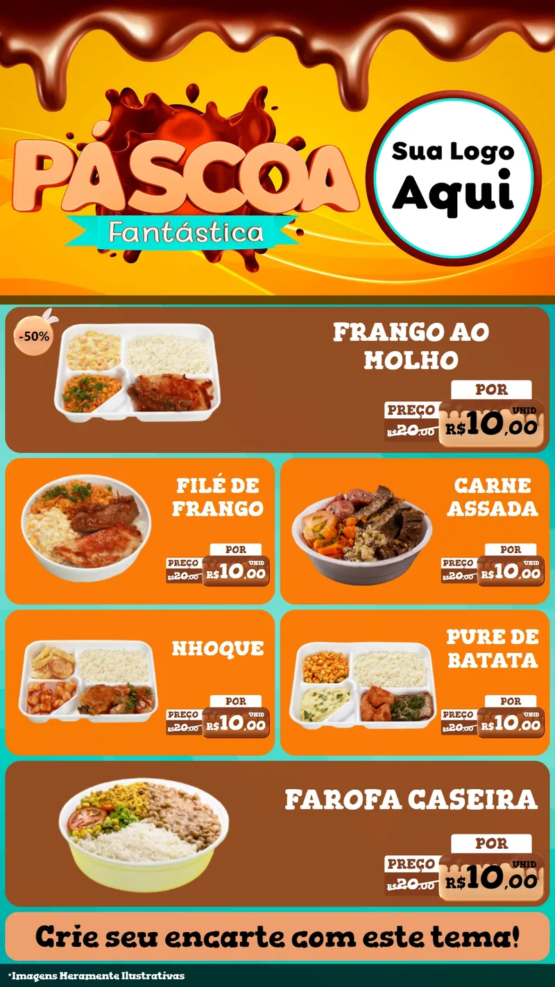 Modelo de TV para TV Vertical com o tema Páscoa Fantástica para Restaurante