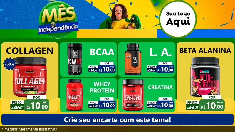Modelo de TV para TV Horizontal com o tema Mês da Independência para Suplementos alimentares