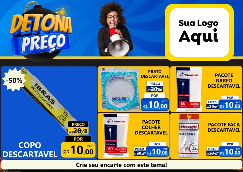 Modelo de Encarte para Encarte A4 Horizontal com o tema Detona Preços para Embalagens