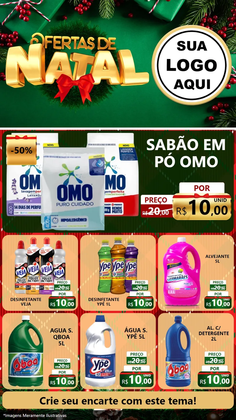 Modelo de Rede Social para Stories com o tema Ofertas de Natal para Produtos de Limpeza